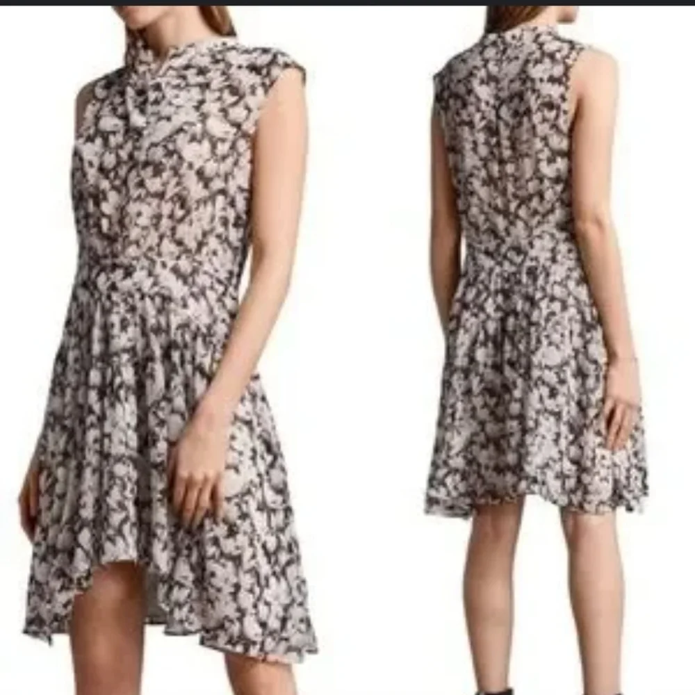 ALL SAINTS Victoria Magnolita Women's Floral Pink & Black Dress Size 0 - Picture 15 of 15